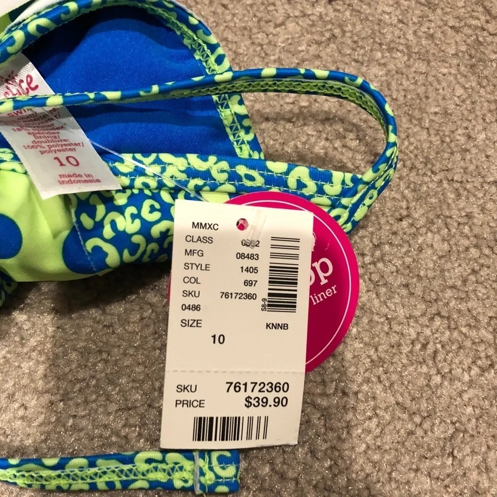 Justice size 10 NWT bikini Polka dot 💚💙